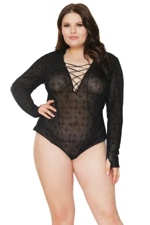 Velvet Flocked Mesh Romper