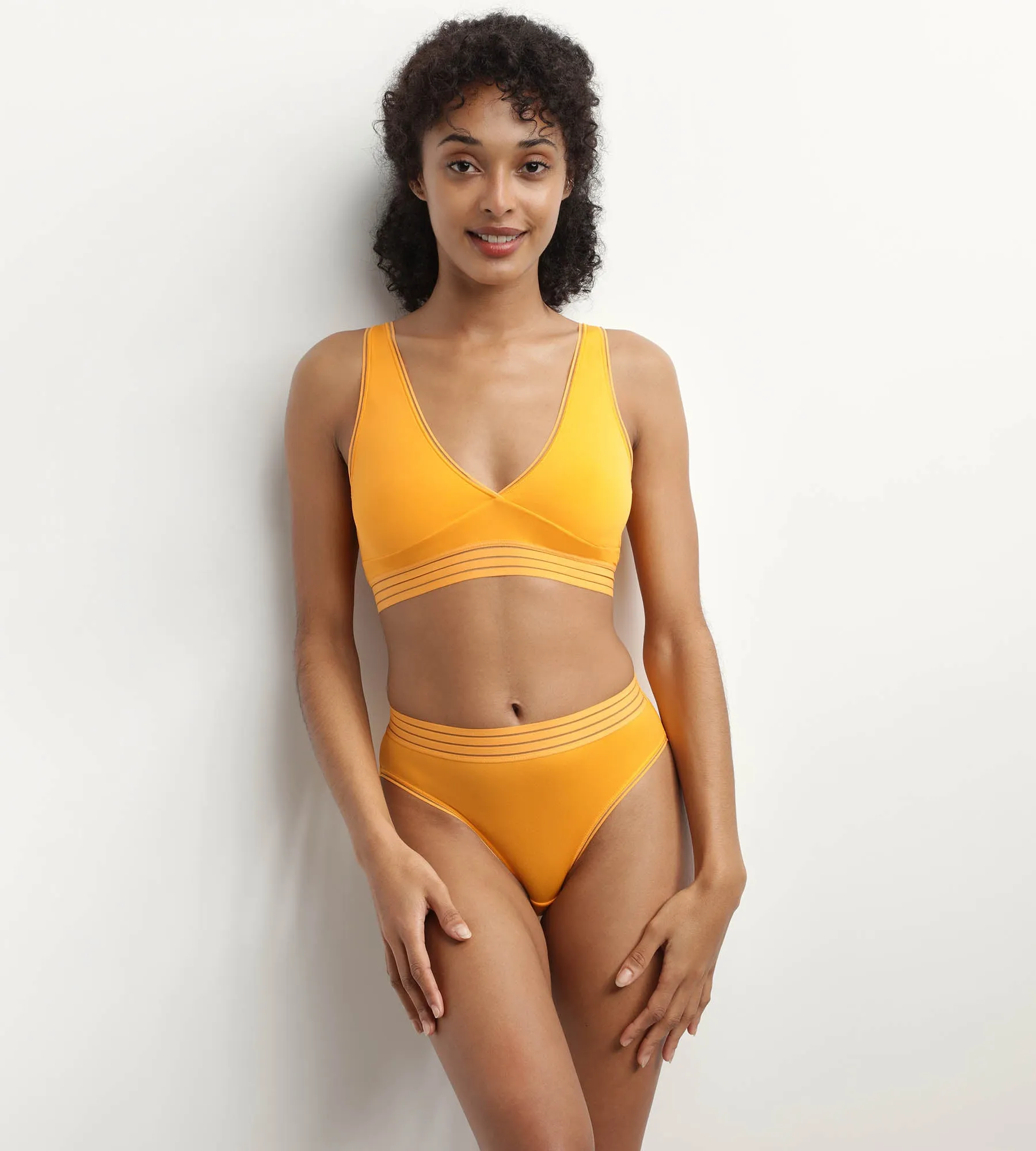 Wireless microfibre triangle bra in yellow Oh My Dim's