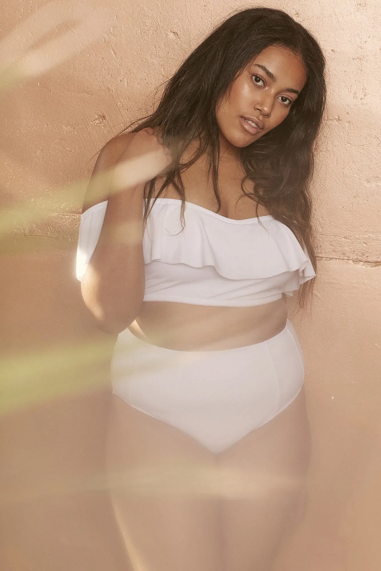 Wolf & Whistle Beth White Bardot Bikini Top Curve