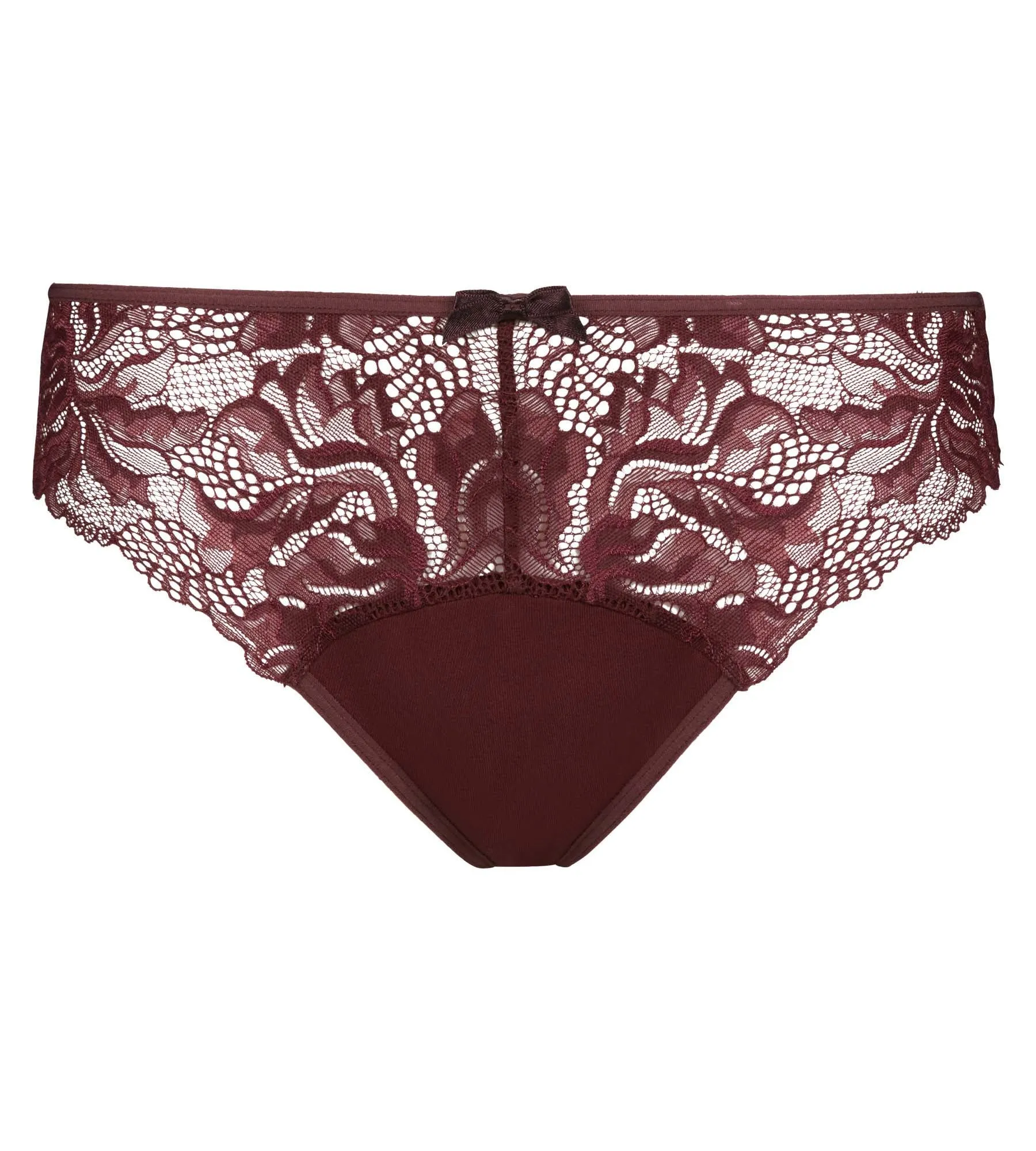 Women's lace and microfibre briefs in Dark Ruby Generous Essentiel